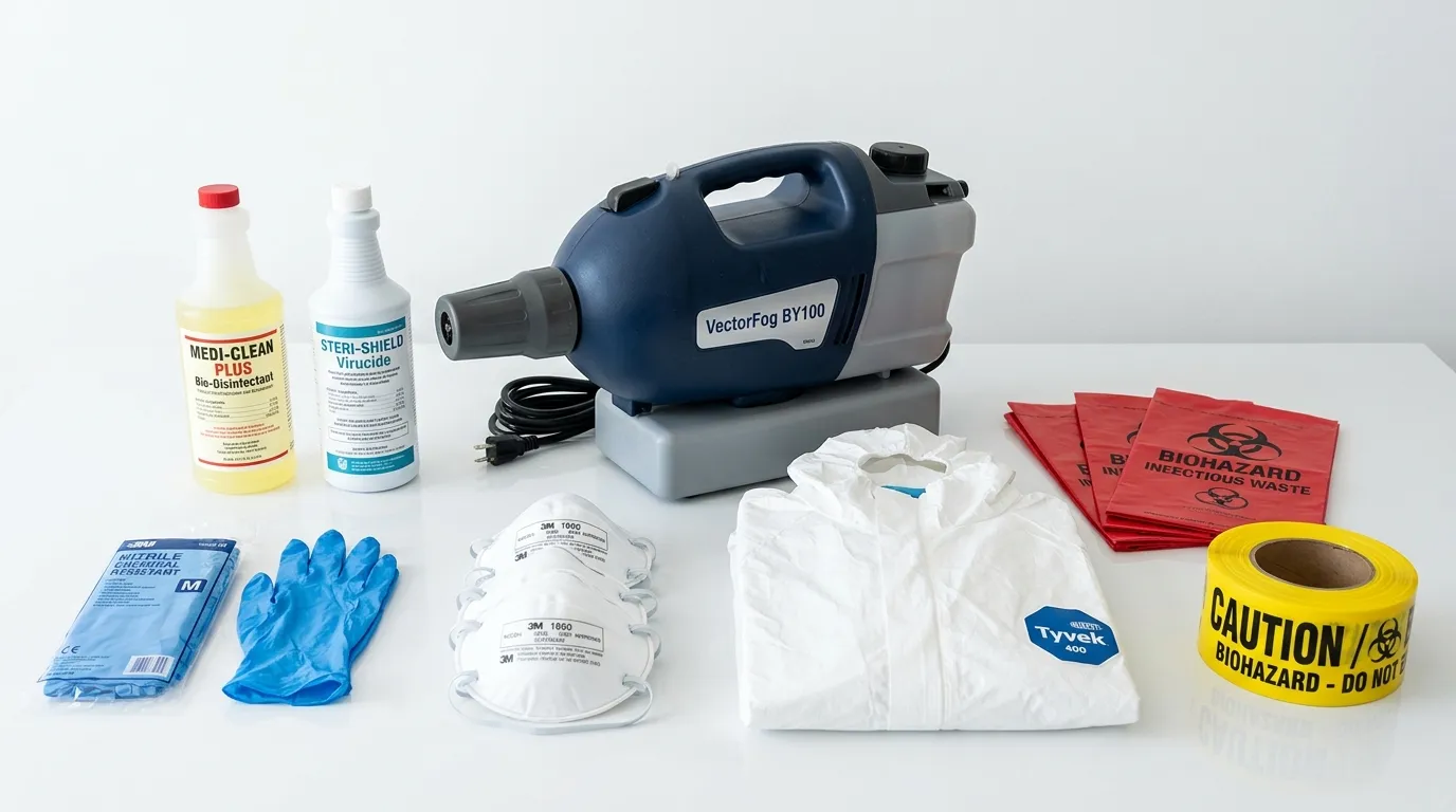 Professional biohazard remediation crew working in Goddard