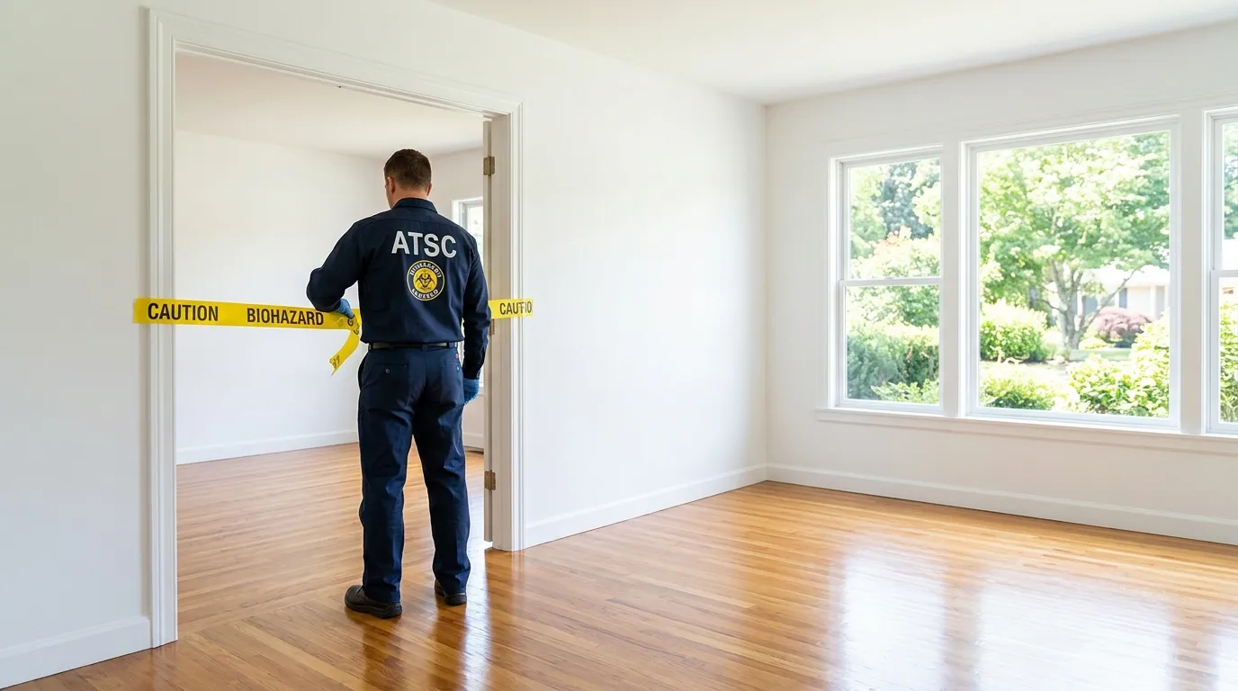 Certified biohazard cleanup crew performing Trauma Scene Cleanup in Goddard